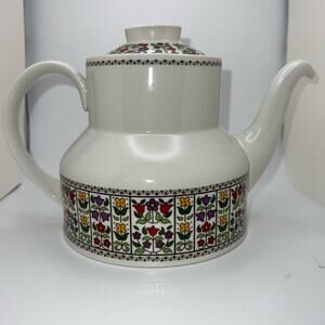 VINTAGE Royal Doulton Fireglow Folk Flower Tea Pot China Cottagecore